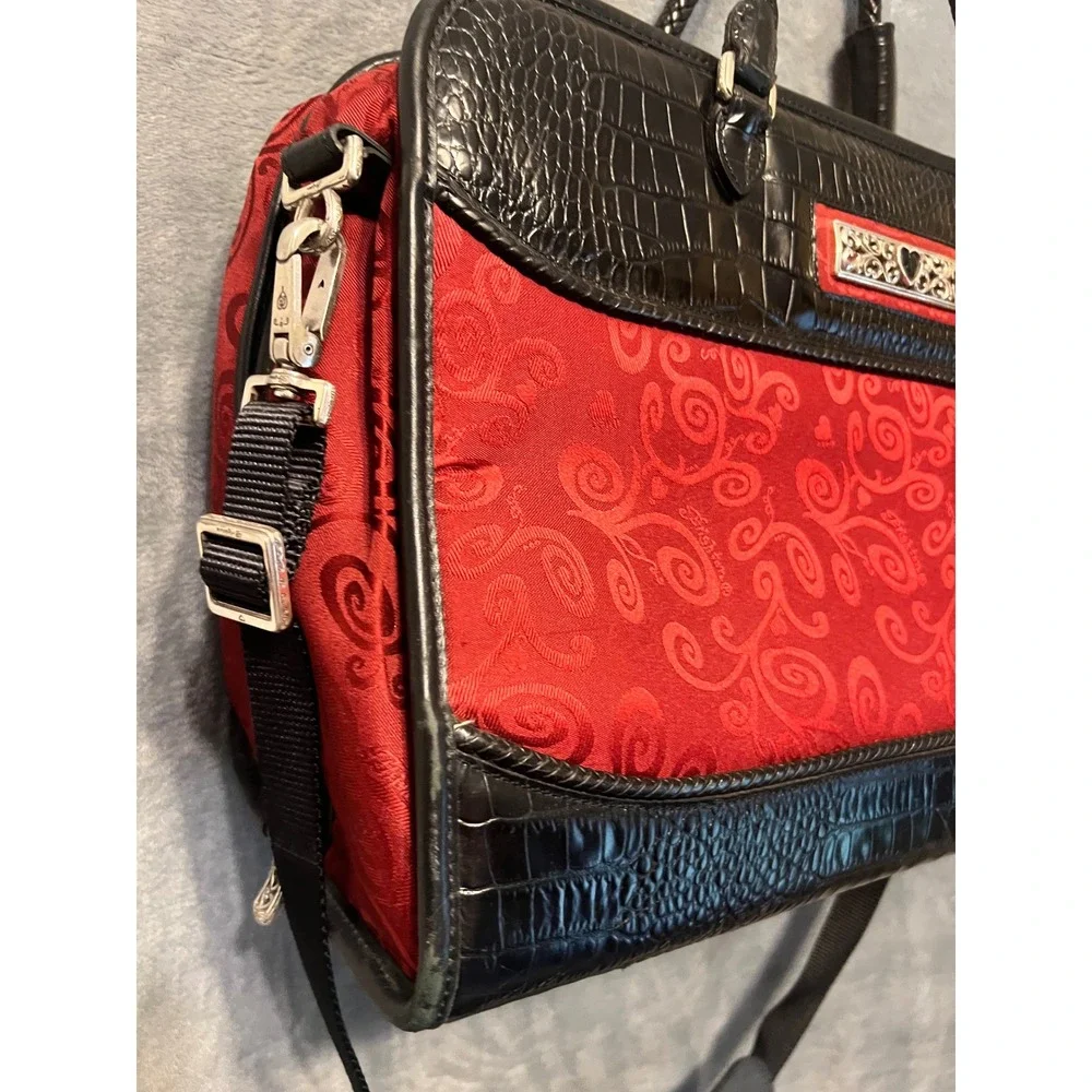 Retired Brighton Red Black Croc Print Laptop Travel Bag Weekender Carryall